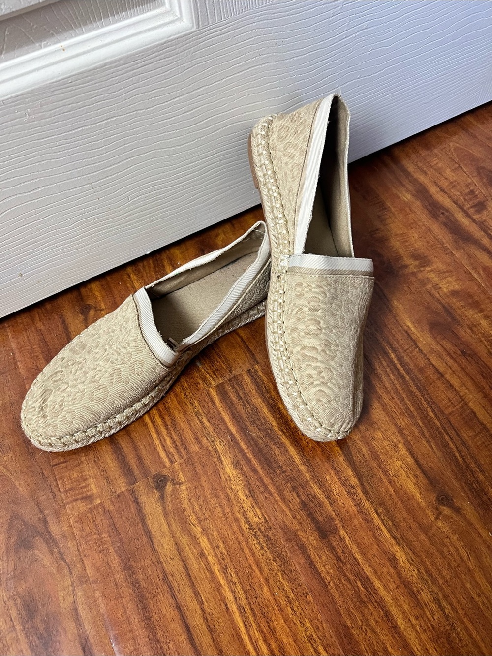 Zara Beige Leopard Espadrille Flats size 39